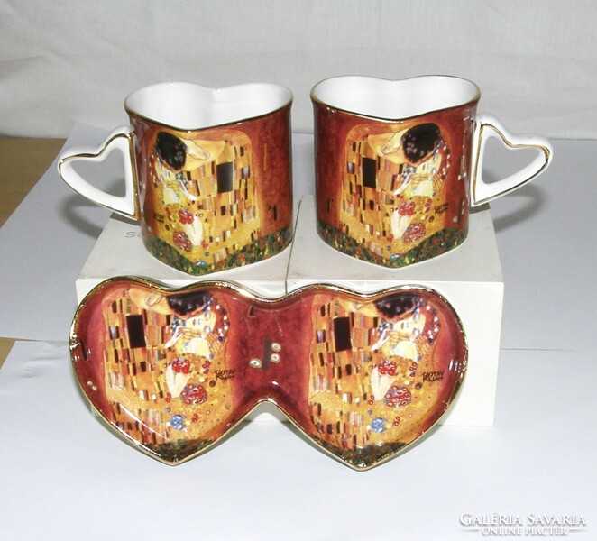 Gustav Klimt szív alakú páros kávéscsészék - Made in Ausztria