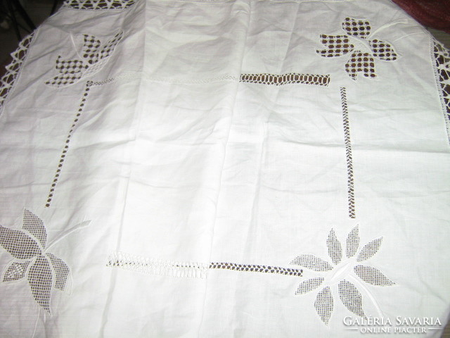 Cute azure openwork Toledo floral lace edge tablecloth runner