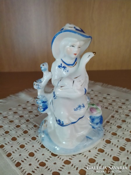 German porcelain figurine of a girl with a goose