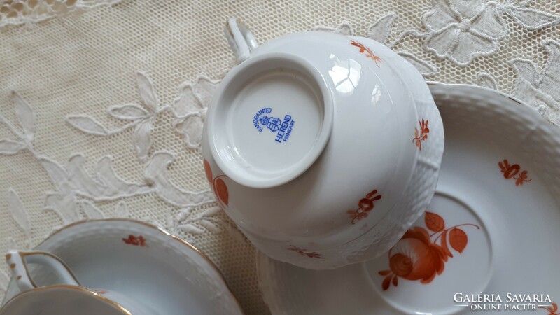 Herend, rare, orange Viennese rose pattern tea cup + base from the 1930s