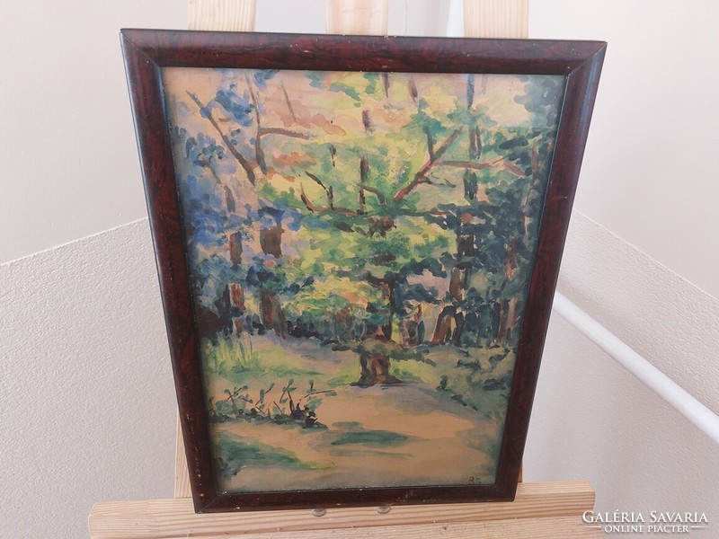 (K) signed landscape painting with 30x42 cm frame