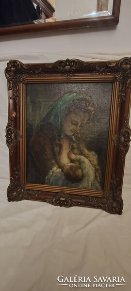 Nursing mother oil painting