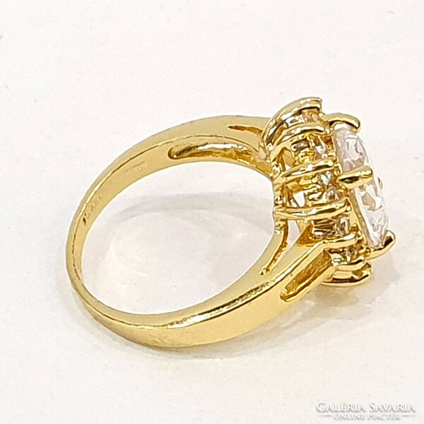 18K gold-plated designer crystal ring