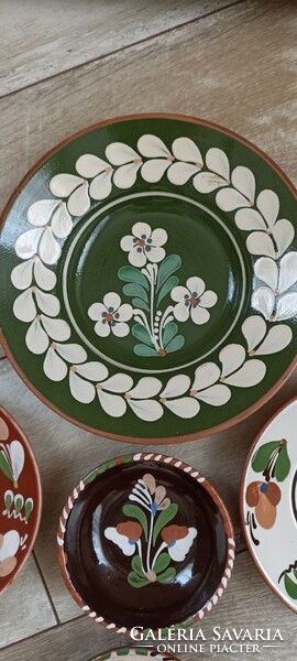 Folk earthenware wall plates, Sarospataki 5 pcs