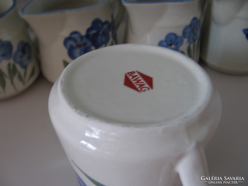 Retro kőporcelán kék virágos tej, tejszín kiöntő
