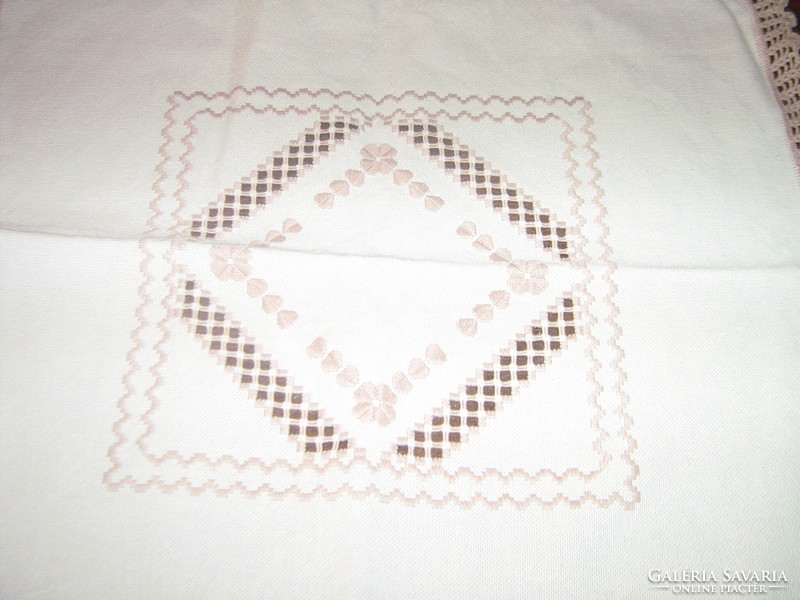 Beautiful woven azure embroidered crocheted tablecloth