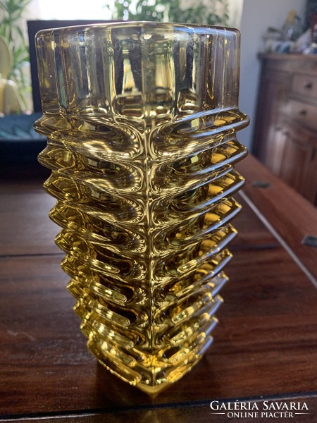 Light amber colored glass vase