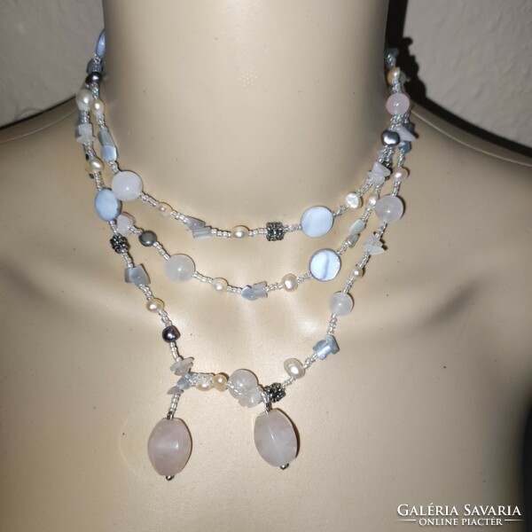 -20% Off discount! Rose quartz cultured pearl shell necklace/belt