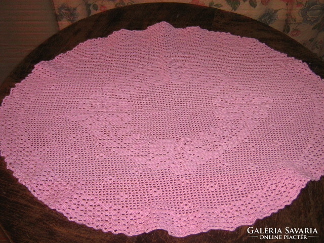 Beautiful floral lilac handmade crochet tablecloth