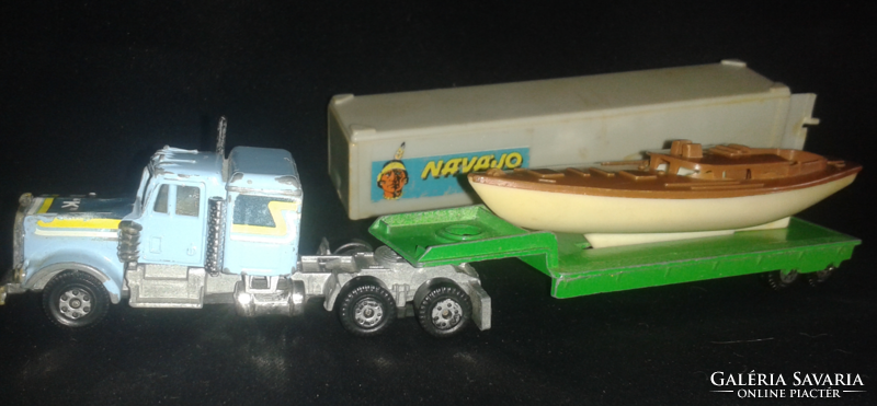 Road champs yatming kenworth big k semi truck die cast + 1 boat transport trailer