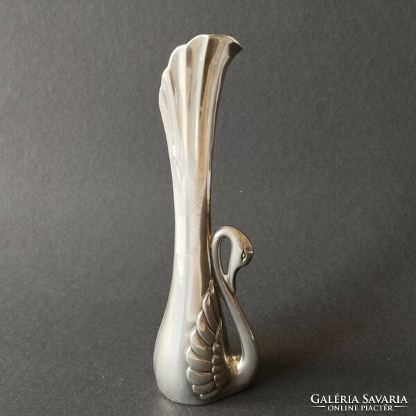 Beautiful graceful English silver plated swan vase