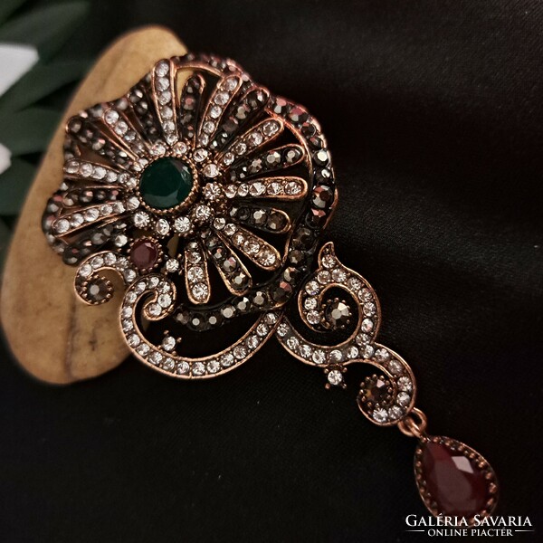 Gold-plated zircon brooch 6 cm