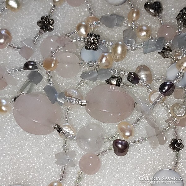 -20% Off discount! Rose quartz cultured pearl shell necklace/belt