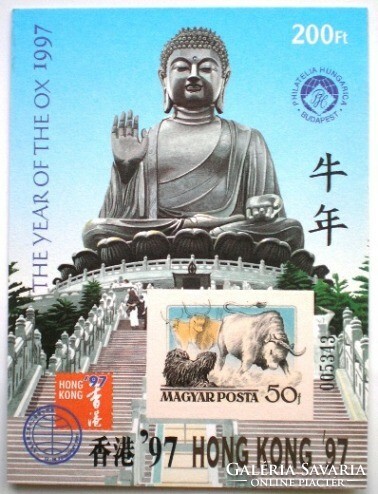 Ei47a / 1997 Hong Kong - stamp exhibition commemorative sheet on cardboard with black serial number / reverse inscription