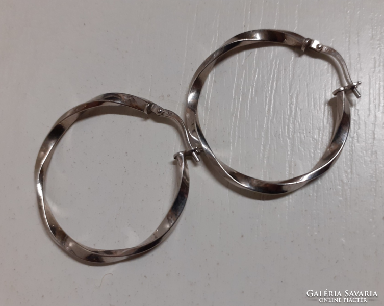 Retro beautiful new condition marked 925 sterling silver hoop earrings with twisted pattern