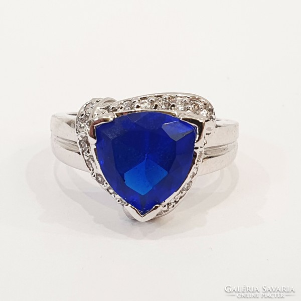 925 Silver ring with blue crystal