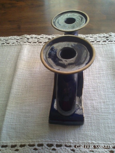 Alt wien cobalt blue two-pronged candlestick