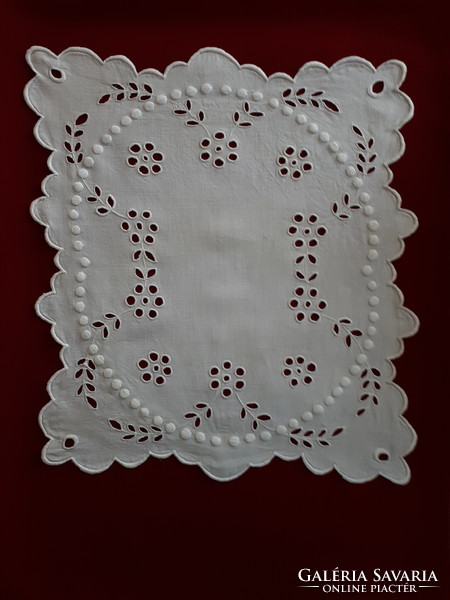 White embroidered azure tablecloth / centerpiece