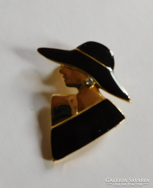 Fire enamel vintage brooch