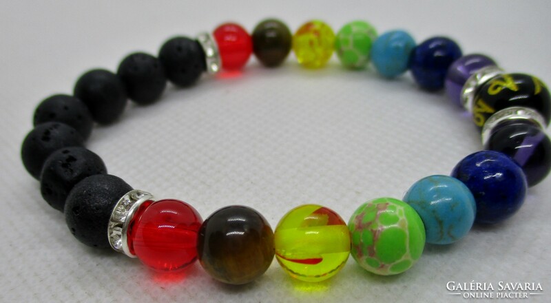 Very nice little rubber chakra bracelet with real stones and maybe glass