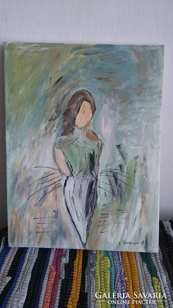 Woman-shaped nude painting, signed Manninger h, oil, canvas for sale!