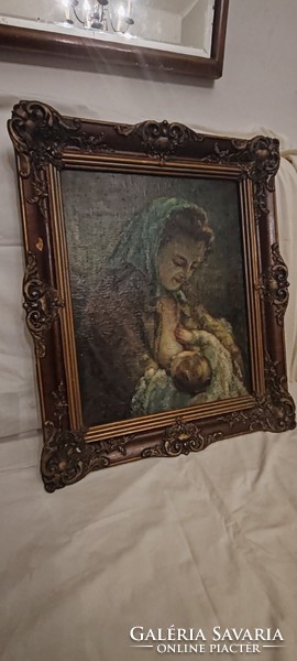 Nursing mother oil painting