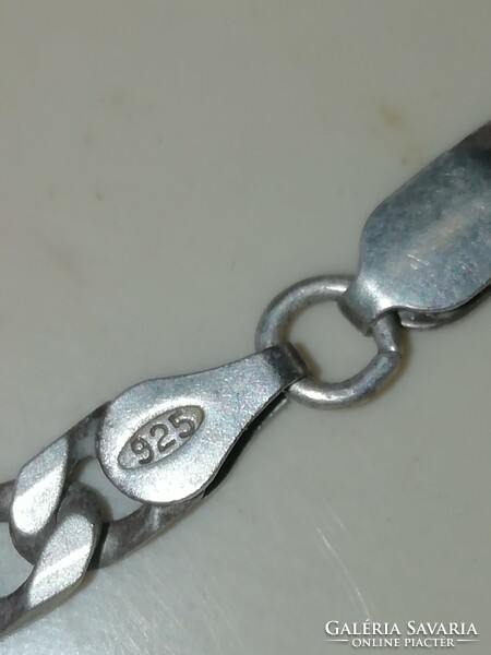 Antique silver necklace 60 cm long marked + scorpion pendant