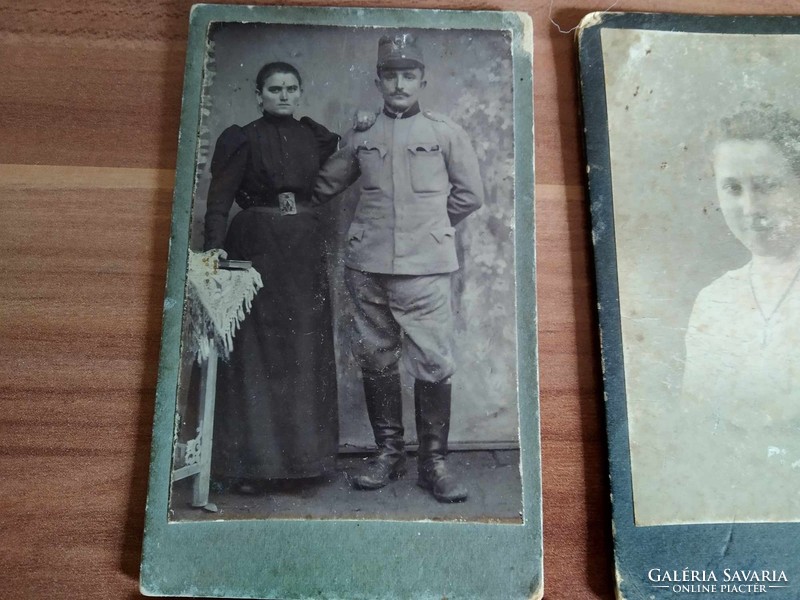 4 db antik fotó, vizitkártya egyben, mérete: 11 cm x 7 cm, 1909-1918 év közötti