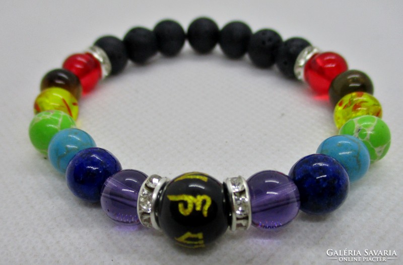 Very nice little rubber chakra bracelet with real stones and maybe glass