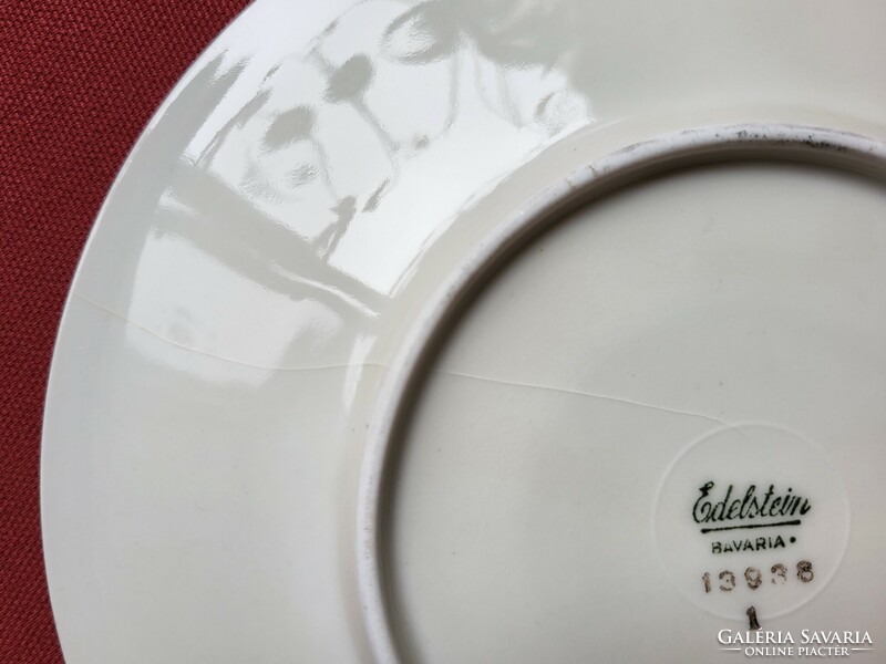 Edelstein Bavaria német porcelán reggeliző szett csésze csészealj kistányér tányér kávés teás pöttyö