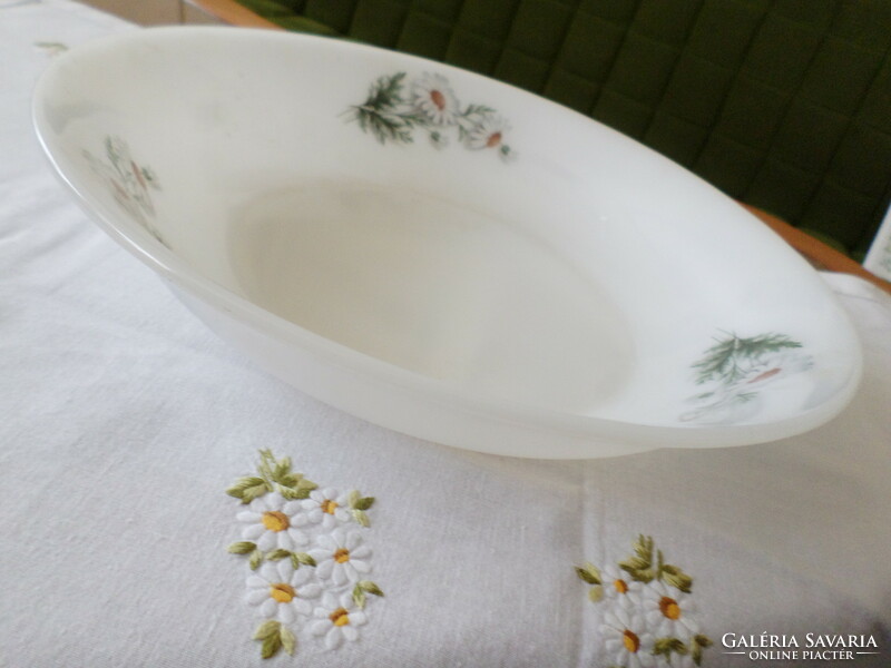 New! Chamomile pattern milk glass round bowl with face, Jena