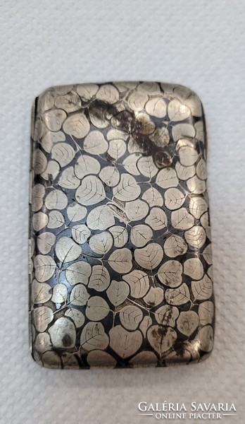 Antique clover fire-enamelled cigarette case. 900-As silver. 77.17G