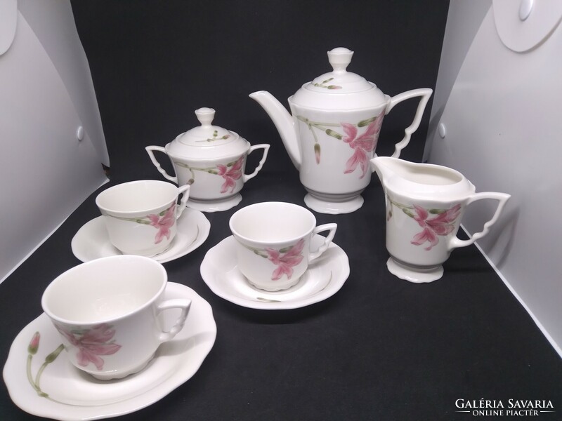 Zsolnay orchid pattern, elf ears, 6-person mocha / coffee set