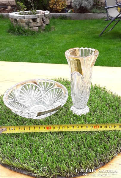 Gilded glass crystal? Set vase bowl