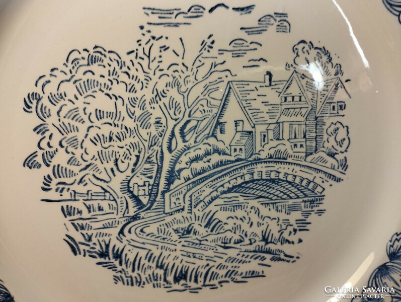 English porcelain large flat serving bowl, centerpiece