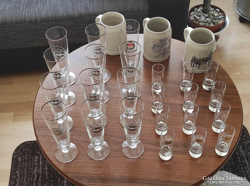 Beer and brandy glasses, sets (27 pcs in total)