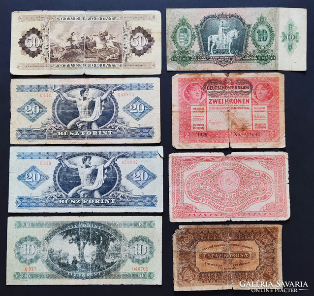 22 db-os gyengébb minőségű, illetve sérült magyar bankjegy lot