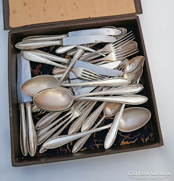 Silver-plated cutlery in a box