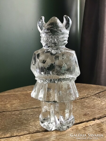 Old Swedish pukeberg ice glass viking statue