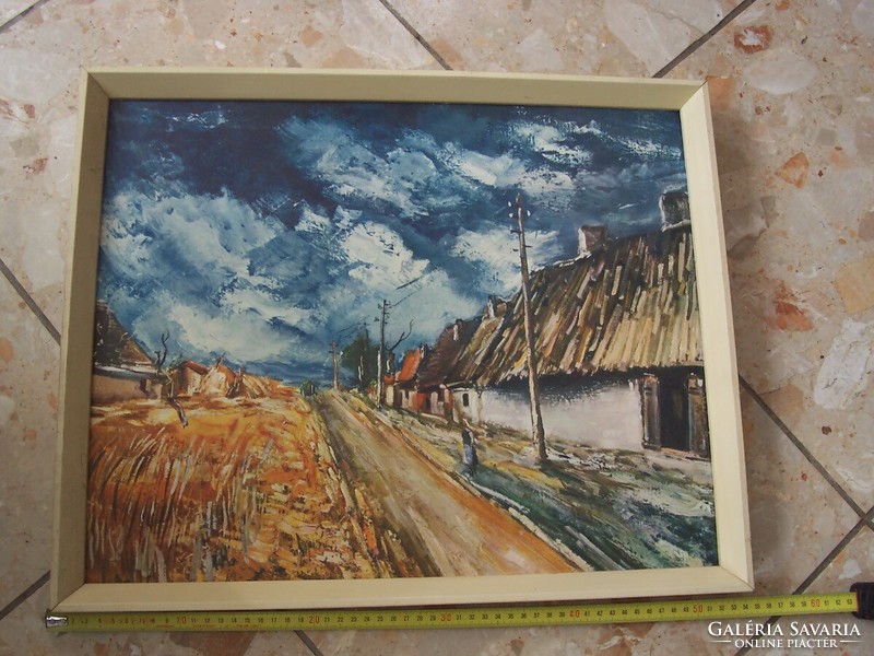 Village landscape in gallery frame