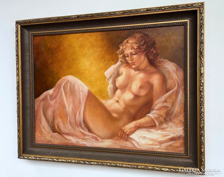 Bunch of Katalin lying nude framed 74x94cm