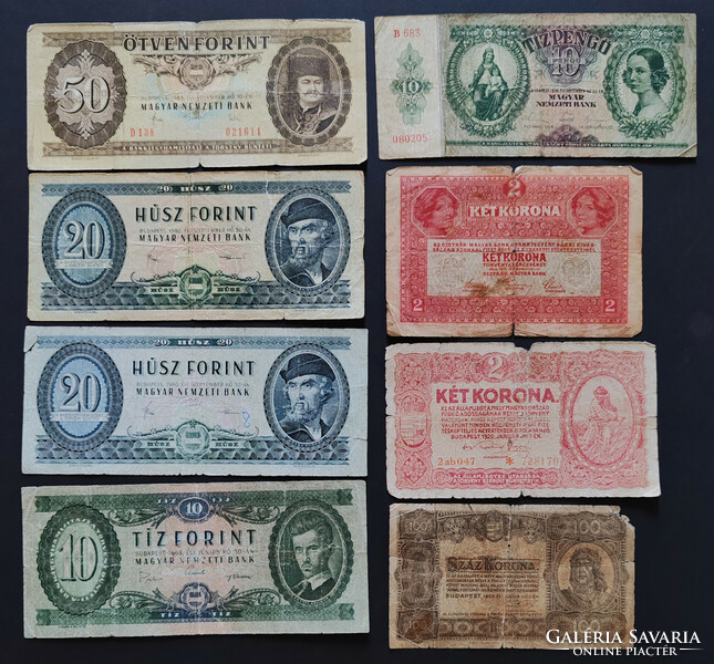 Lot of 22 inferior or damaged Hungarian banknotes