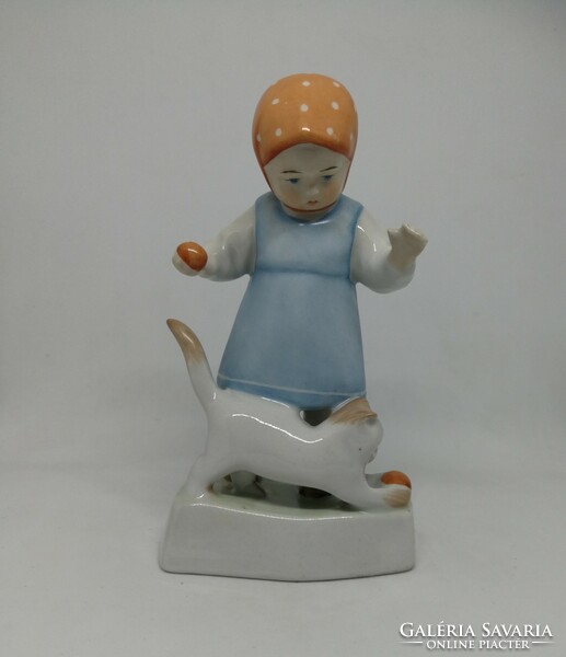 Zsolnay porcelain kitten little girl!