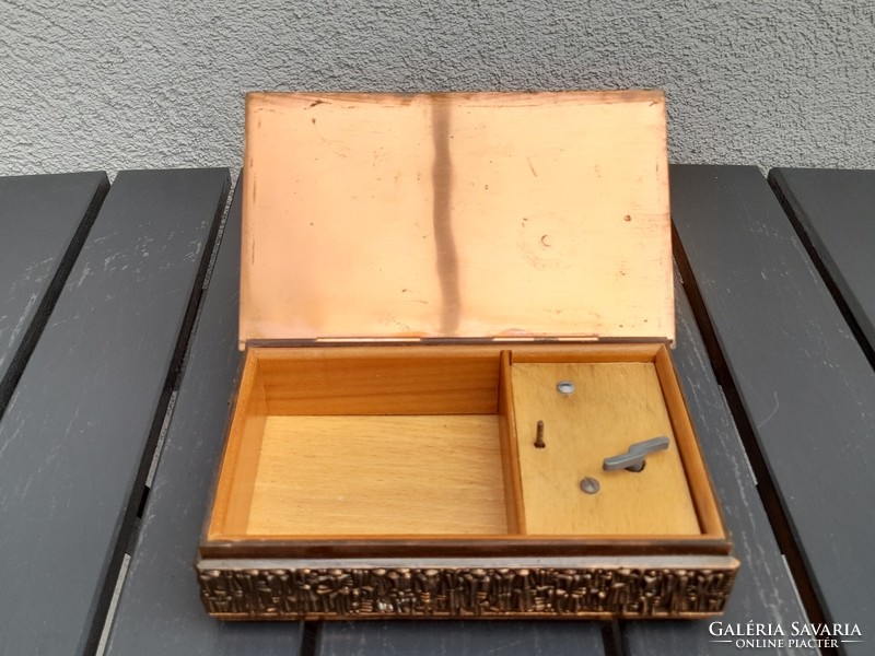 1,-Ft Ritka bronz iparművész zenélő ékszer doboz