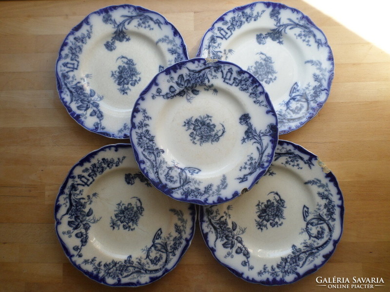 5 antique cauldon faience plates 26 cm - defective