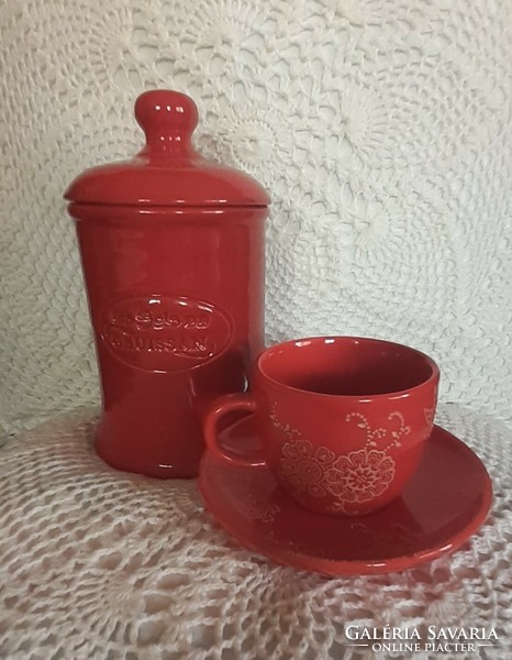 Red ceramic container