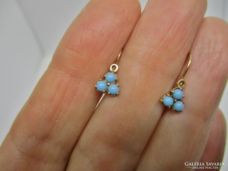 Nice old 14kt gold earrings with turquoise stones