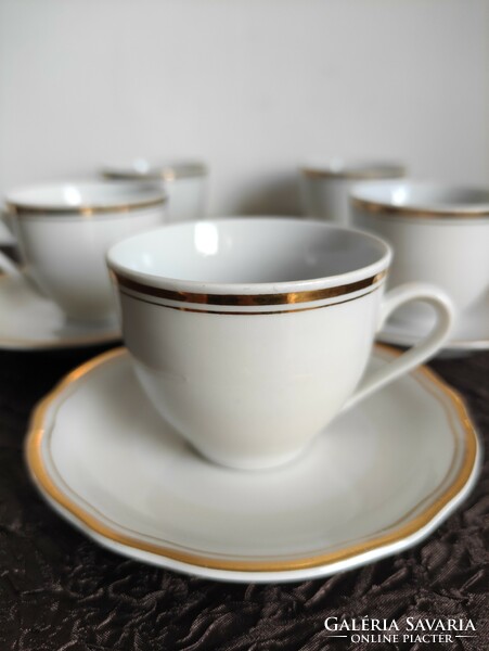 Elegantly commercial gold contoured porcelain coffee set for 5 people