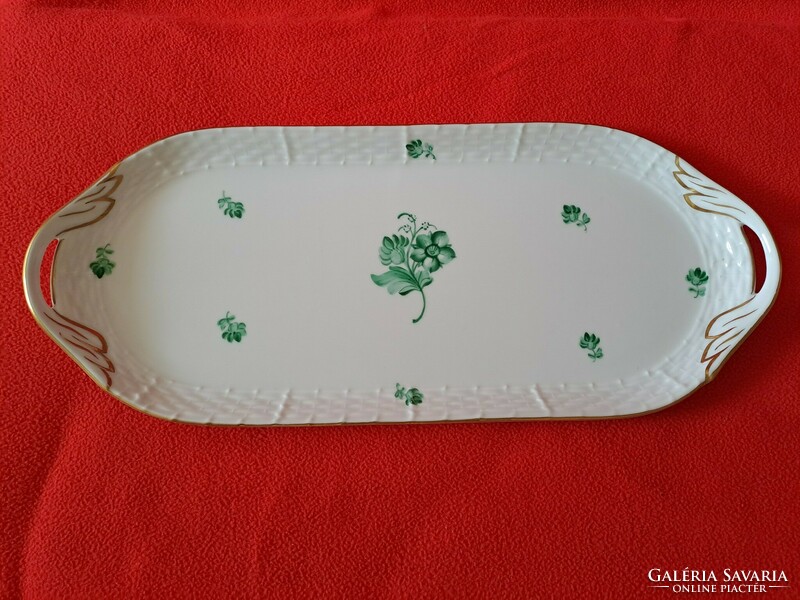 Flawless! Herend green floral cake/sandwich plate, offering