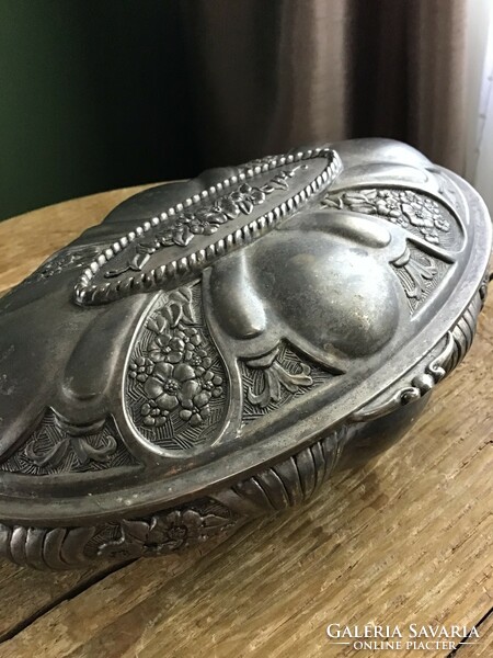 Old silver-plated metal jewelry box